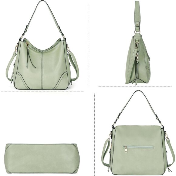 Women’s Light Green 3PCS PU Leather Purses Set  Crossbody Wallet & Hobo Tote Bag - Picture 8 of 8